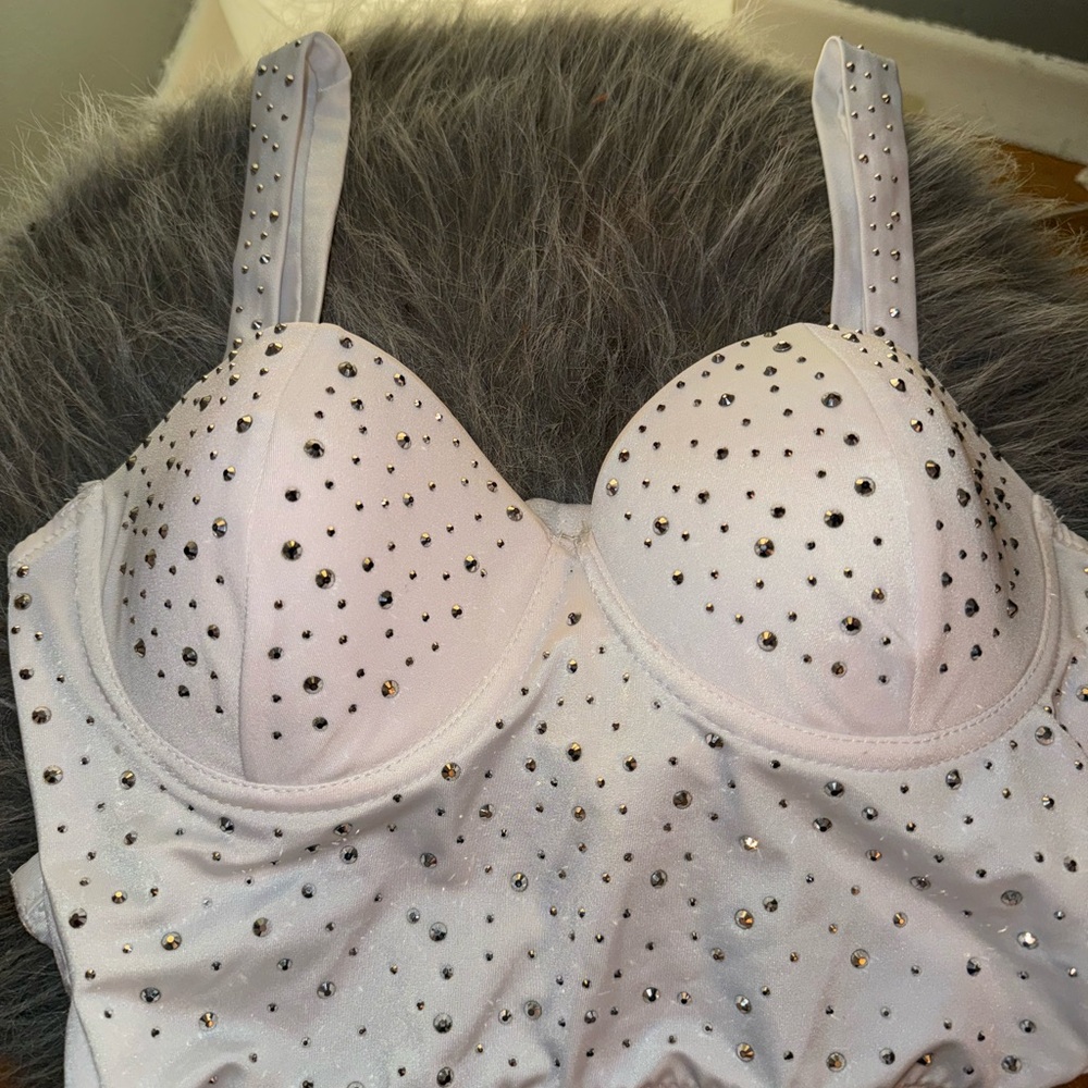 Forever 21 Rhinestone Corset Crop Top